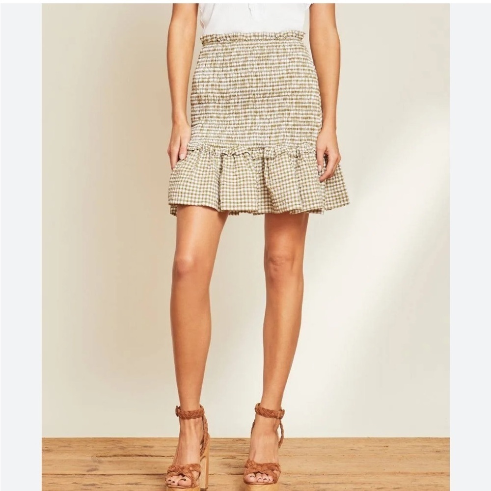 Veronica Beard Aloya Smocked Cotton Blend Miniskirt (14)